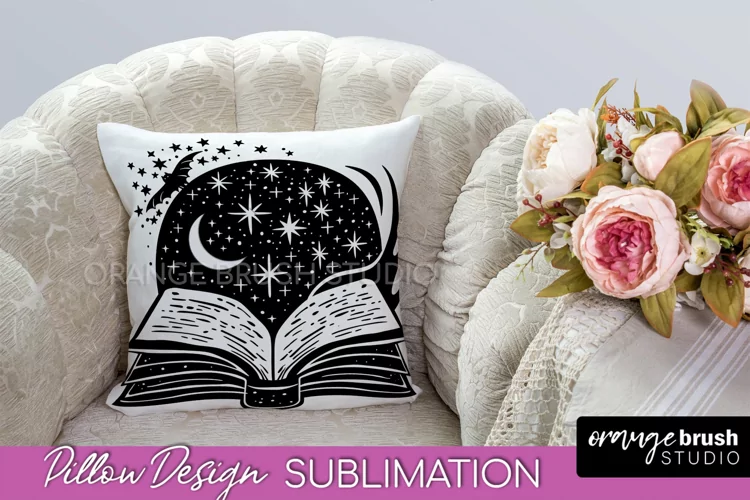 Boho Mystical Pillow Cover, Celestial Pillow Sublimation PNG