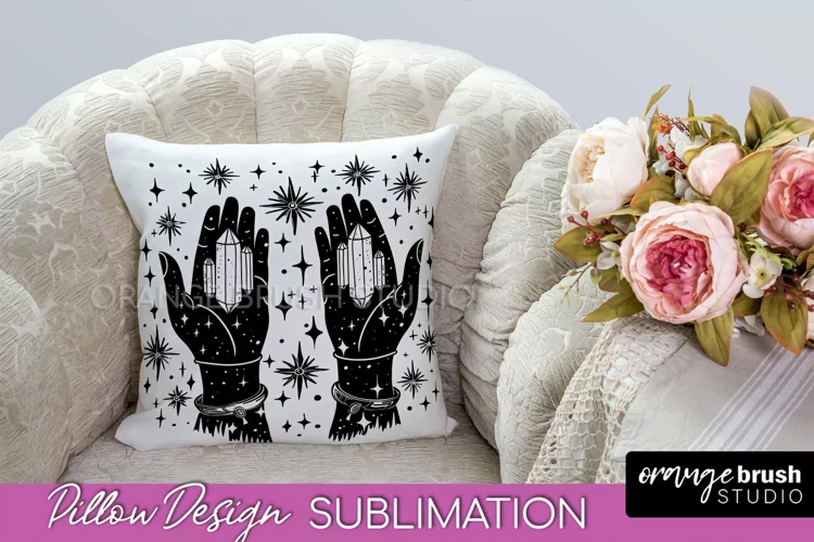 Boho Mystical Pillow Cover, Celestial Pillow Sublimation PNG