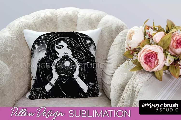 Boho Mystical Pillow Cover, Celestial Pillow Sublimation PNG