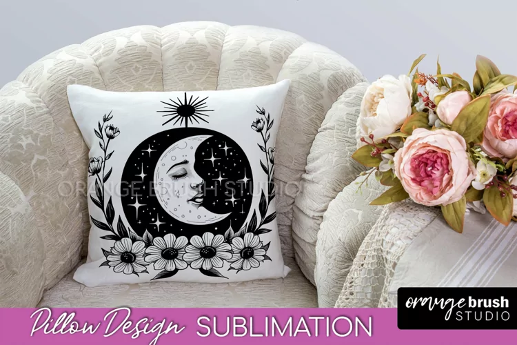 Boho Mystical Pillow Cover, Celestial Pillow Sublimation PNG