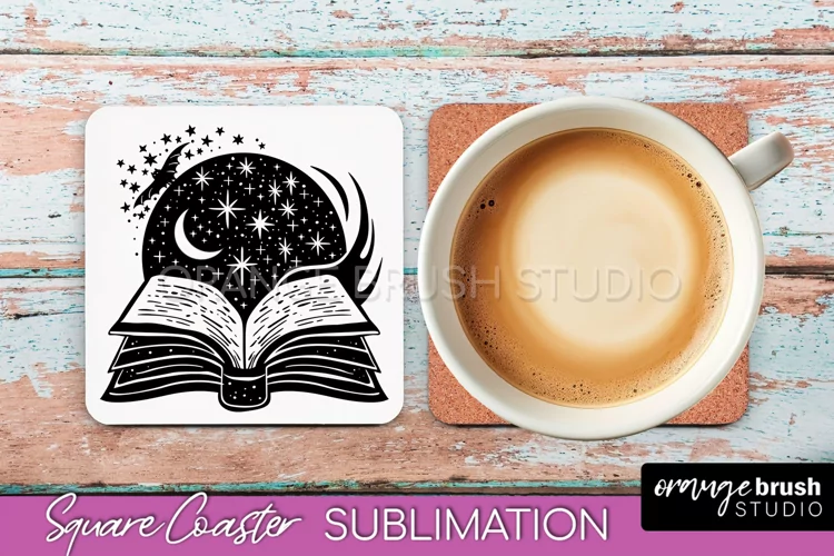 Boho Mystical Square Coaster PNG - Celestial Sublimation