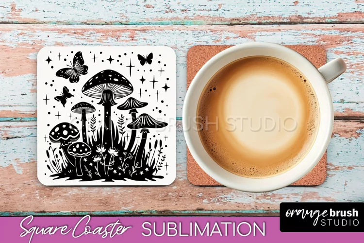Boho Mystical Square Coaster PNG - Celestial Sublimation