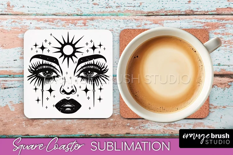 Boho Mystical Square Coaster PNG - Celestial Sublimation