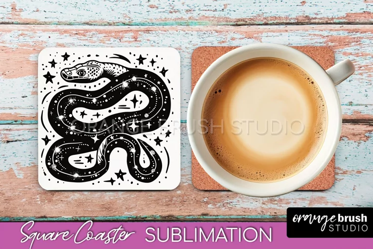 Boho Mystical Square Coaster PNG - Celestial Sublimation