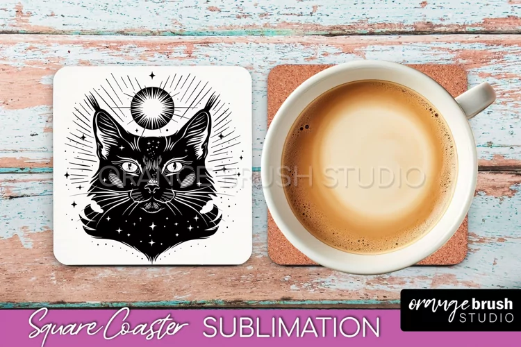 Boho Mystical Square Coaster PNG - Celestial Sublimation
