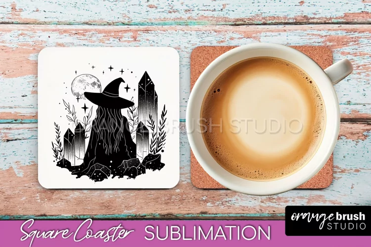 Boho Mystical Square Coaster PNG - Celestial Sublimation