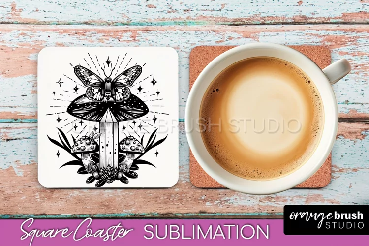 Boho Mystical Square Coaster PNG - Celestial Sublimation
