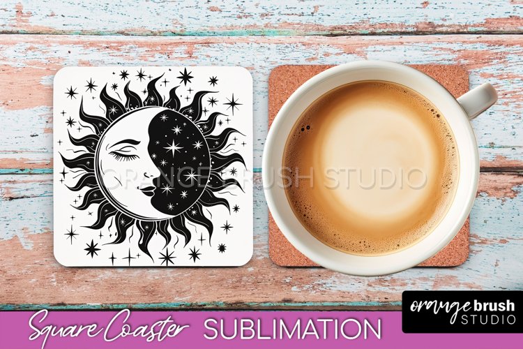 Boho Mystical Square Coaster PNG - Celestial Sublimation