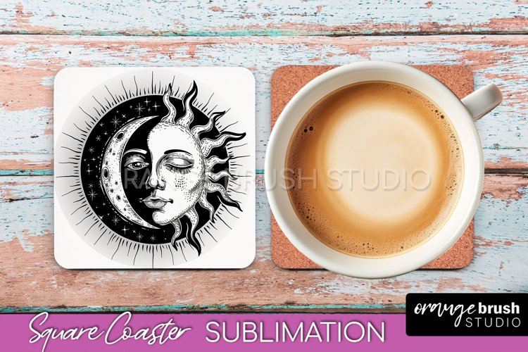 Boho Mystical Square Coaster PNG - Celestial Sublimation