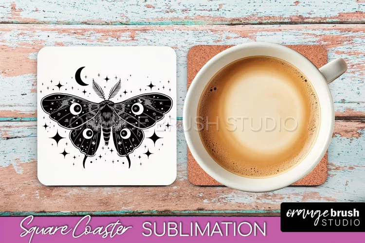 Boho Mystical Square Coaster PNG - Celestial Sublimation