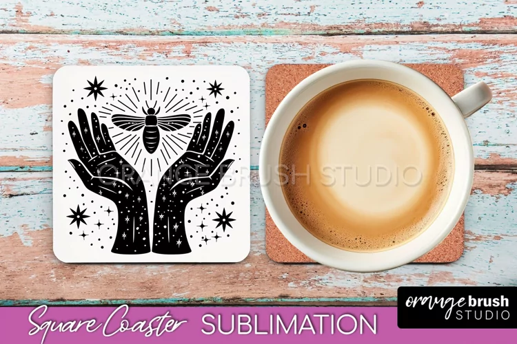 Boho Mystical Square Coaster PNG - Celestial Sublimation