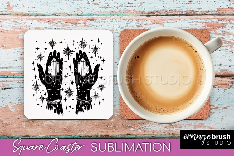 Boho Mystical Square Coaster PNG - Celestial Sublimation