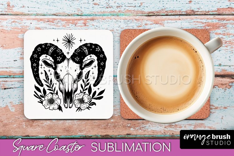 Boho Mystical Square Coaster PNG - Celestial Sublimation