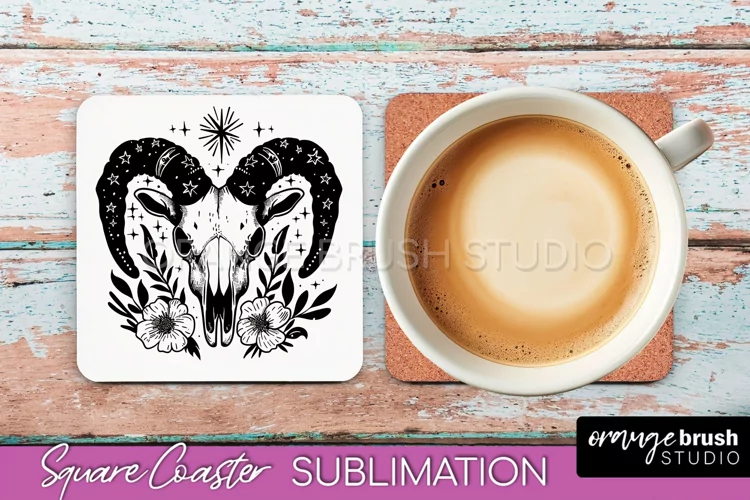 Boho Mystical Square Coaster PNG - Celestial Sublimation
