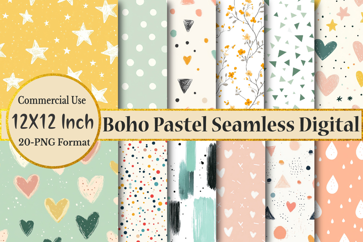 Boho Pastel Seamless Digital Paper