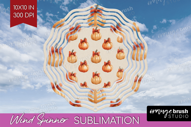 Boho Pumpkin Wind Spinner Sublimation PNG - Coquette Round
