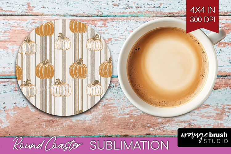 Boho Pumpkin Round Coaster - Coquette Coaster PNG