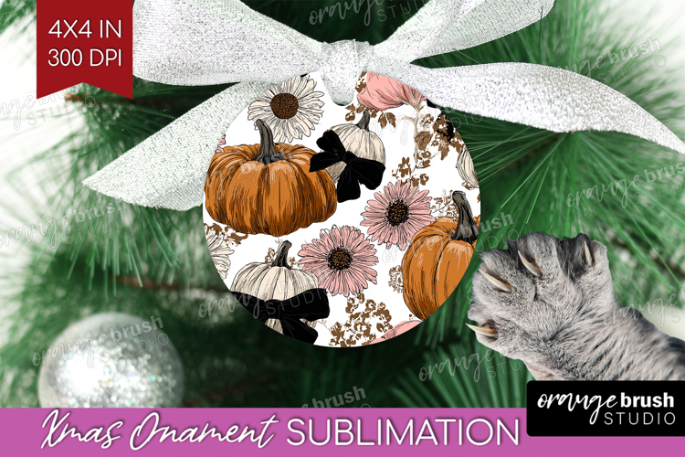 Boho Pumpkin Ornament PNG - Coquette PNG Sublimation