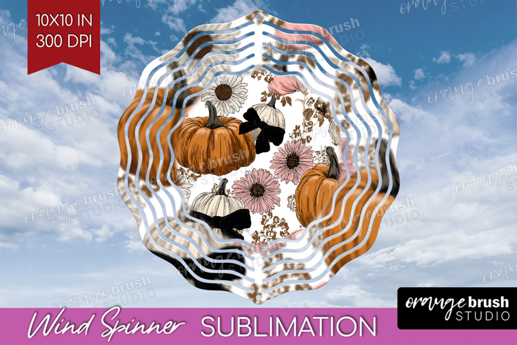 Boho Pumpkin Wind Spinner Sublimation PNG - Coquette Round