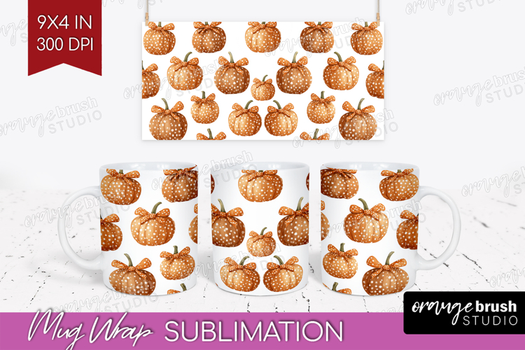 Boho Pumpkin Mug Wrap - Coquette Mug PNG Sublimation