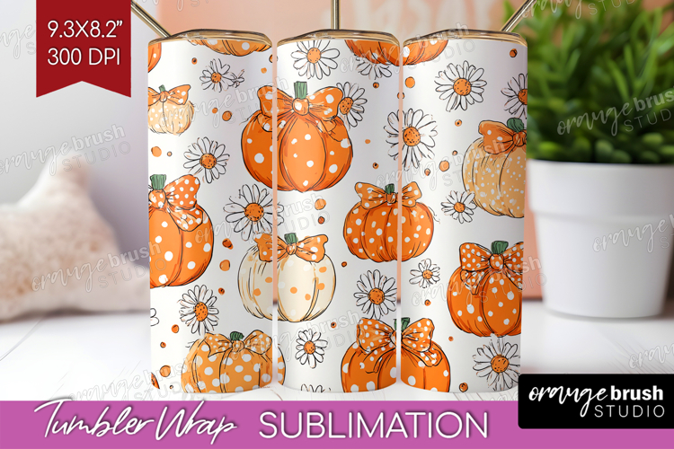 Boho Pumpkin Tumbler Wrap - Coquette Tumbler PNG Sublimation