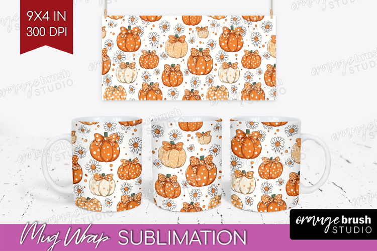 Boho Pumpkin Mug Wrap - Coquette Mug PNG Sublimation