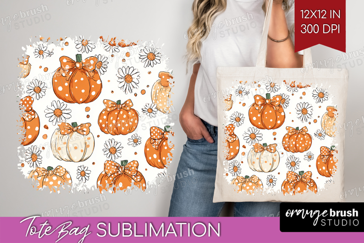 Boho Pumpkin Tote Bag - Coquette Tote Bag PNG Sublimation