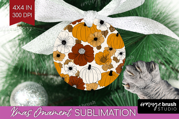 Boho Pumpkin Ornament PNG - Coquette PNG Sublimation