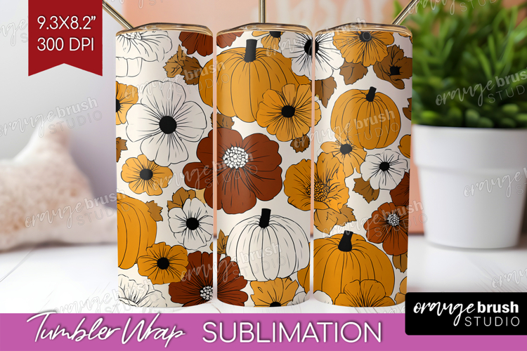 Boho Pumpkin Tumbler Wrap - Coquette Tumbler PNG Sublimation