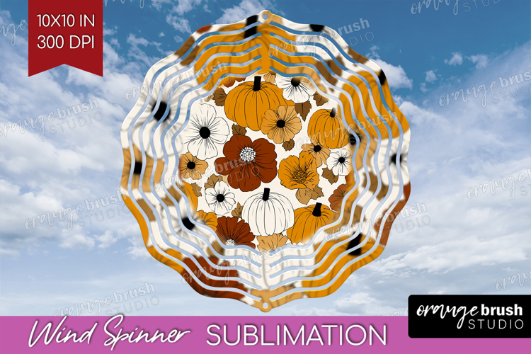Boho Pumpkin Wind Spinner Sublimation PNG - Coquette Round