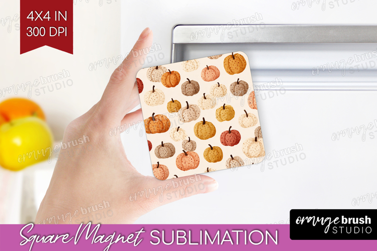 Boho Pumpkin Magnet Sublimation - Coquette Square Magnet PNG