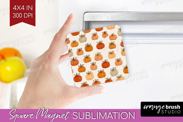 Boho Pumpkin Magnet Sublimation - Coquette Square Magnet PNG