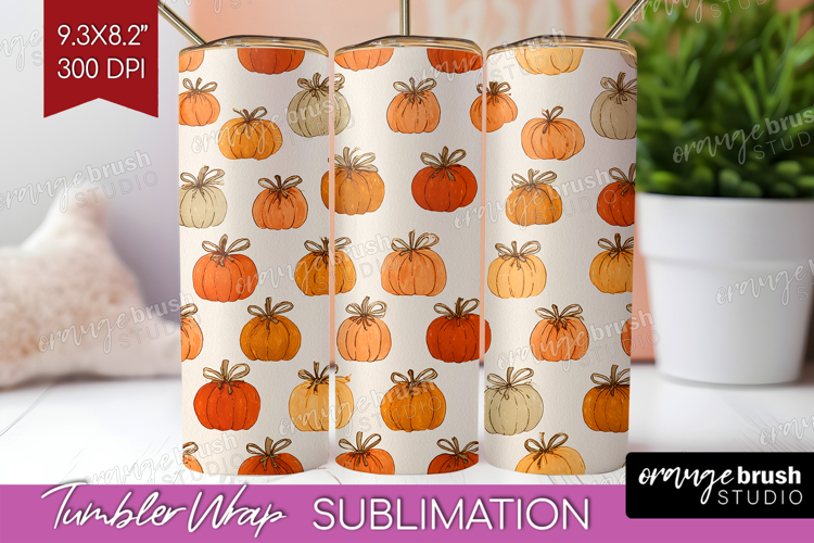 Boho Pumpkin Tumbler Wrap - Coquette Tumbler PNG Sublimation