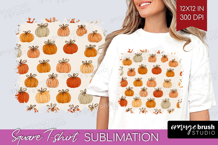 Boho Pumpkin Square Tshirt Background - Coquette PNG
