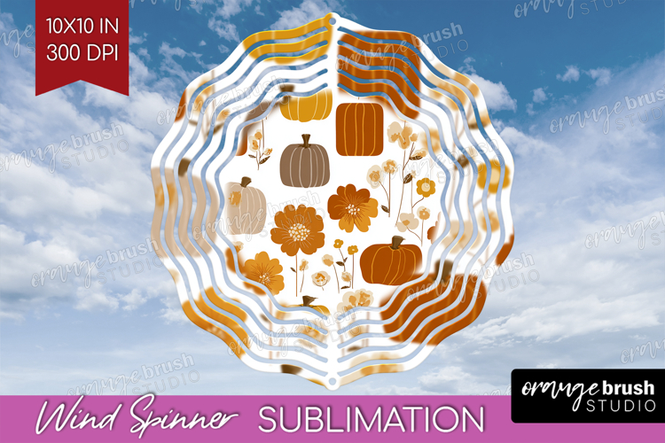 Boho Pumpkin Wind Spinner Sublimation PNG - Coquette Round