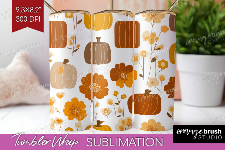 Boho Pumpkin Tumbler Wrap - Coquette Tumbler PNG Sublimation