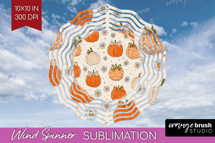 Boho Pumpkin Wind Spinner Sublimation PNG - Coquette Round