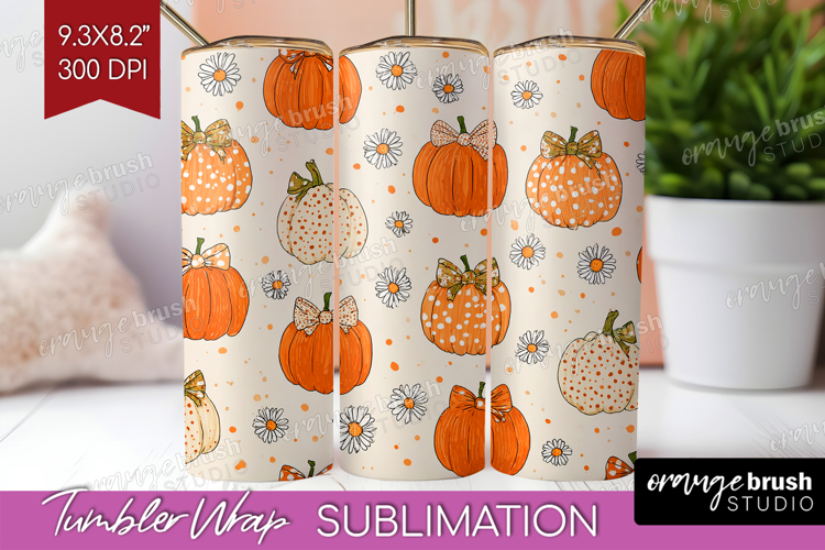 Boho Pumpkin Tumbler Wrap - Coquette Tumbler PNG Sublimation