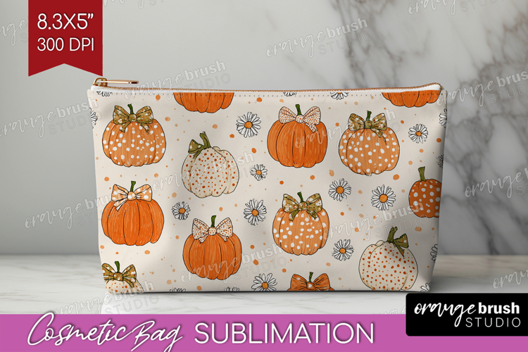 Boho Pumpkin Cosmetic Bag - Coquette Makeup Bag PNG