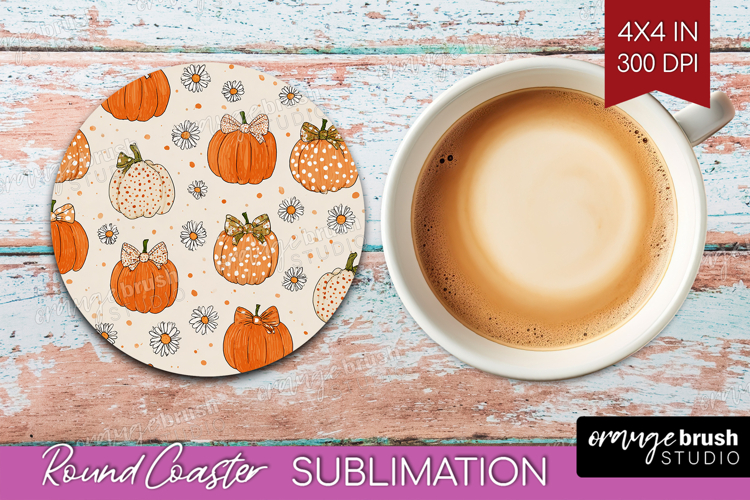 Boho Pumpkin Round Coaster - Coquette Coaster PNG