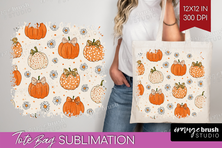 Boho Pumpkin Tote Bag - Coquette Tote Bag PNG Sublimation