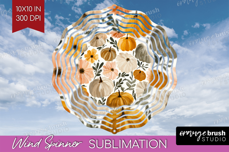 Boho Pumpkin Wind Spinner Sublimation PNG - Coquette Round