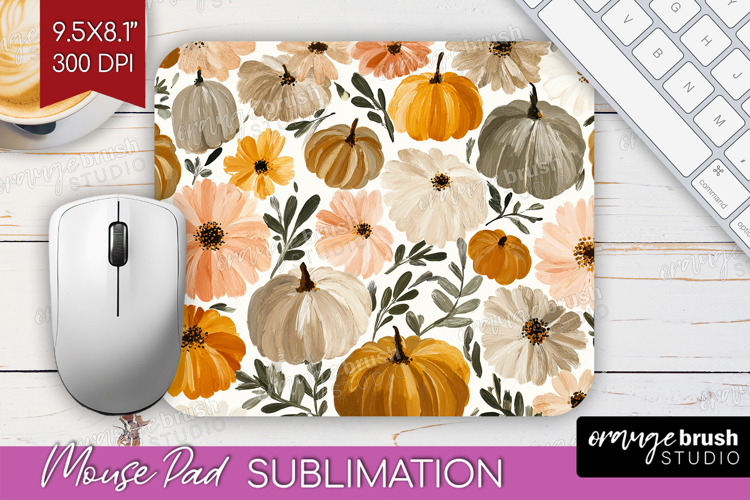 Boho Pumpkin Mouse Pad Sublimation - Coquette Mousepad PNG
