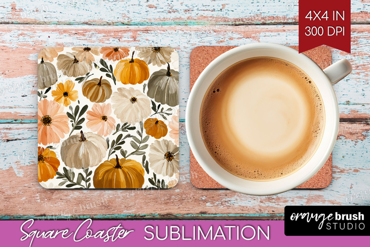 Boho Pumpkin Square Coaster - Coquette Coaster PNG