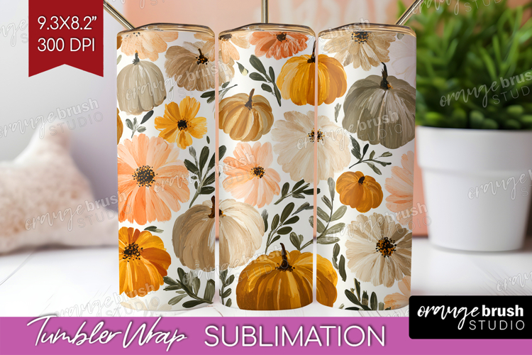 Boho Pumpkin Tumbler Wrap - Coquette Tumbler PNG Sublimation