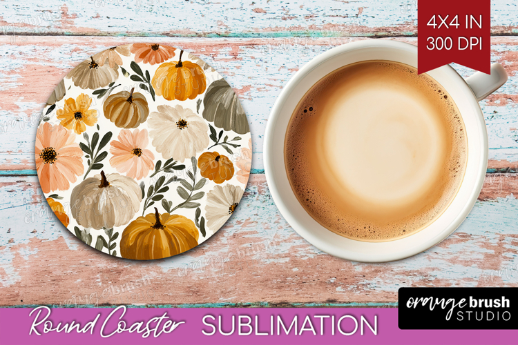 Boho Pumpkin Round Coaster - Coquette Coaster PNG