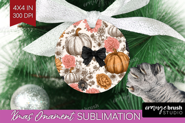 Boho Pumpkin Ornament PNG - Coquette PNG Sublimation