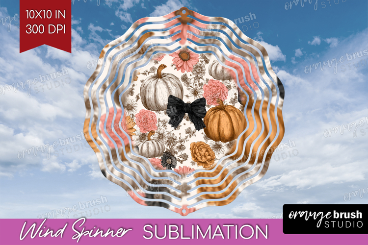 Boho Pumpkin Wind Spinner Sublimation PNG - Coquette Round