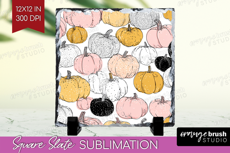 Boho Pumpkin Slate PNG - Coquette Square Slate Sublimation