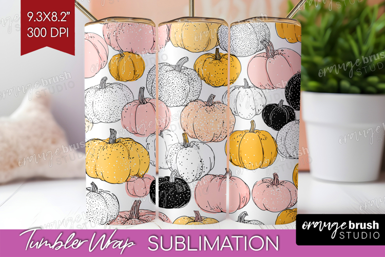 Boho Pumpkin Tumbler Wrap - Coquette Tumbler PNG Sublimation